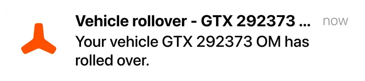 Vehicle flip notification